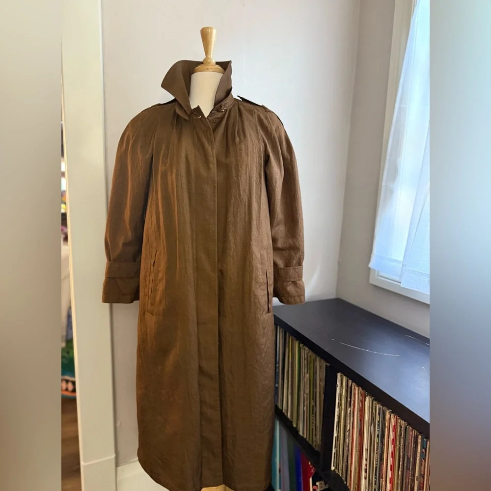 J. Gallery Vintage Petite Brown Spring Trench Coat – Made in Korea – Size 2 - Picture 2 of 12